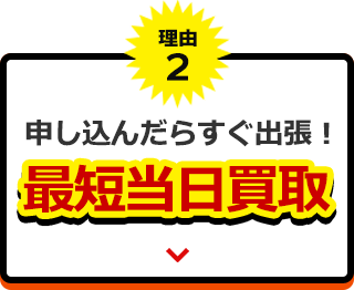 理由２、申し込んだらすぐ出張！最短当日買い取り