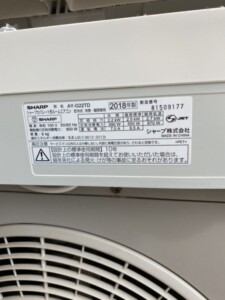SHARP(シャープ)2.2Kw ルームエアコン AY-G22TD 2018年製