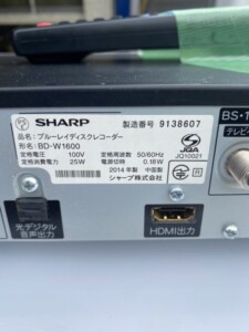 SHARP(シャープ)ブルーレイディスクレコーダー BD-W1600 2014年製