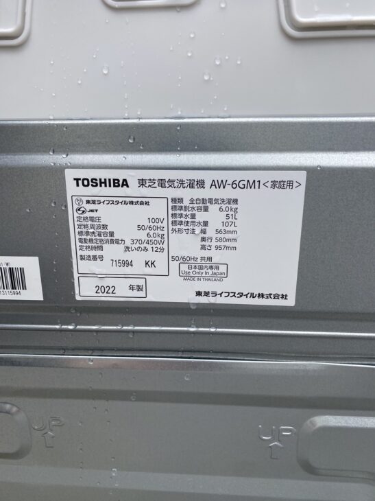 高年式】東芝 6㎏ 全自動洗濯機 AW-6GM1 [出張買取]和光市本町にて