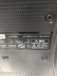 TCL 32型液晶テレビ 32D400 2019年製