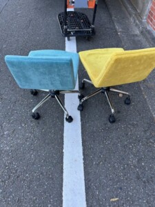 ノーブランド オフィスチェア コーデュロイ グリーン イエロー