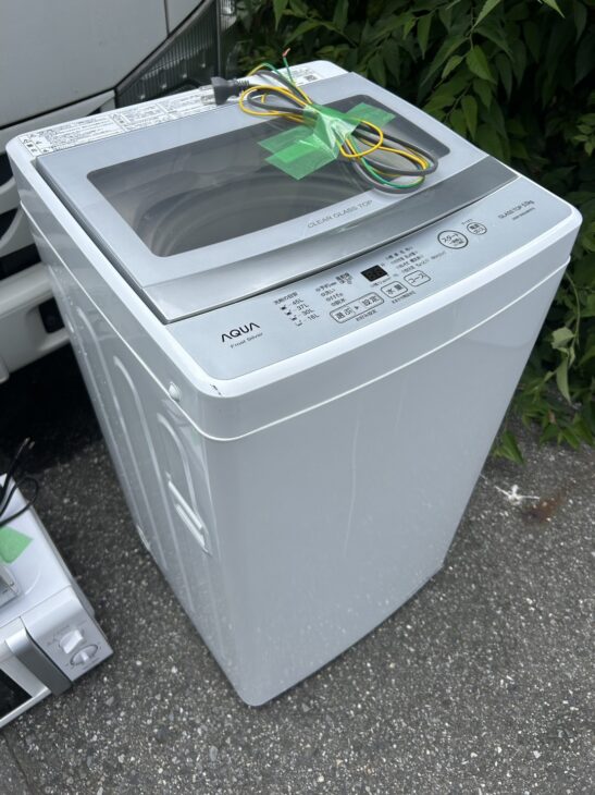 アクア　洗濯機　AQW-GS50F　2017年製　中古品 中古 5.0kg 全自動洗濯機 アクア AQW-GS50F クリアガラストップ ブルー