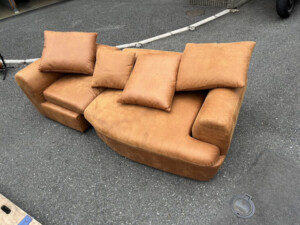 ノーブランド カウチソファ キャメル 正面