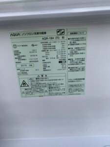 AQUA(アクア)184L 2ドア冷蔵庫 AQR-18H (R) 2019年製