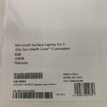 ノートパソコン　Surface Laptop Go 3 XJB-00004　型番