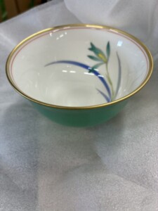 未使用 香蘭社 湯呑 5客 金彩 茶器 蘭 緑系 和食器 セット(共箱付き)