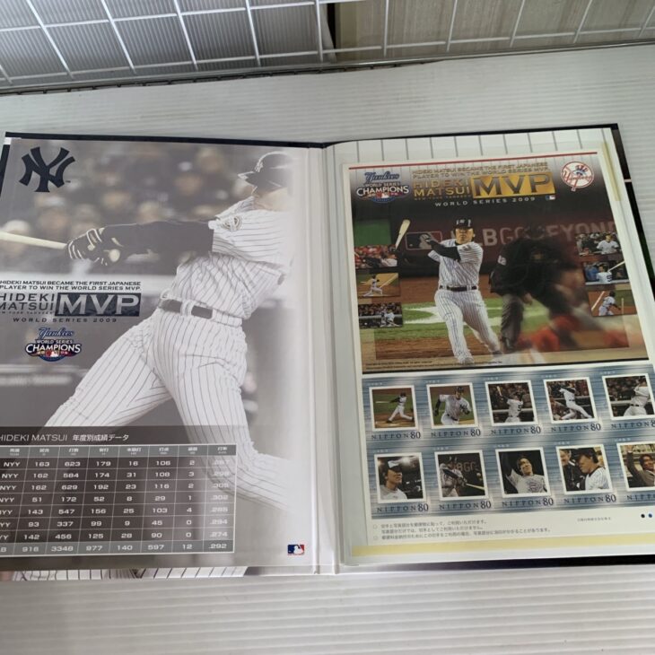 松井秀喜 フォトフレーム　 2009年ワールドシリーズMVP 記念品 限定版 大野城市で松井秀喜 ワールドシリーズMVP受賞記念 フレーム切手
