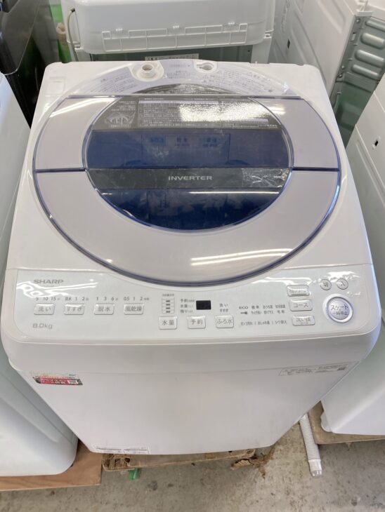 東京都足立区にてSHARP 全自動洗濯機 ES-GV8E-S 8.0kg 2021年製を出張