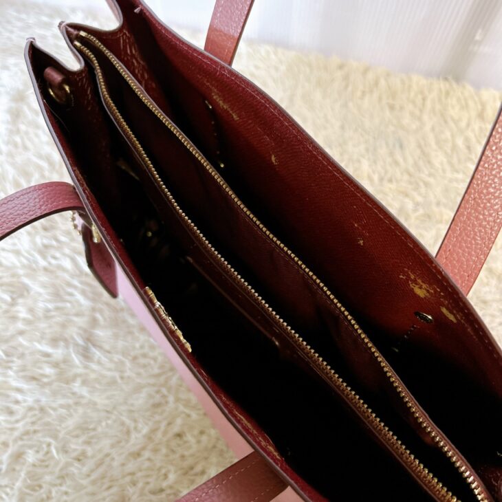 茨城県美浦村でCOACH(コーチ) レザートートバッグ宅配買取 内側使用感