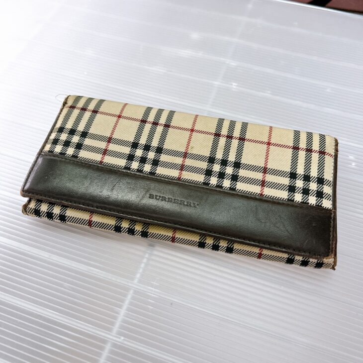 チェック柄 長財布