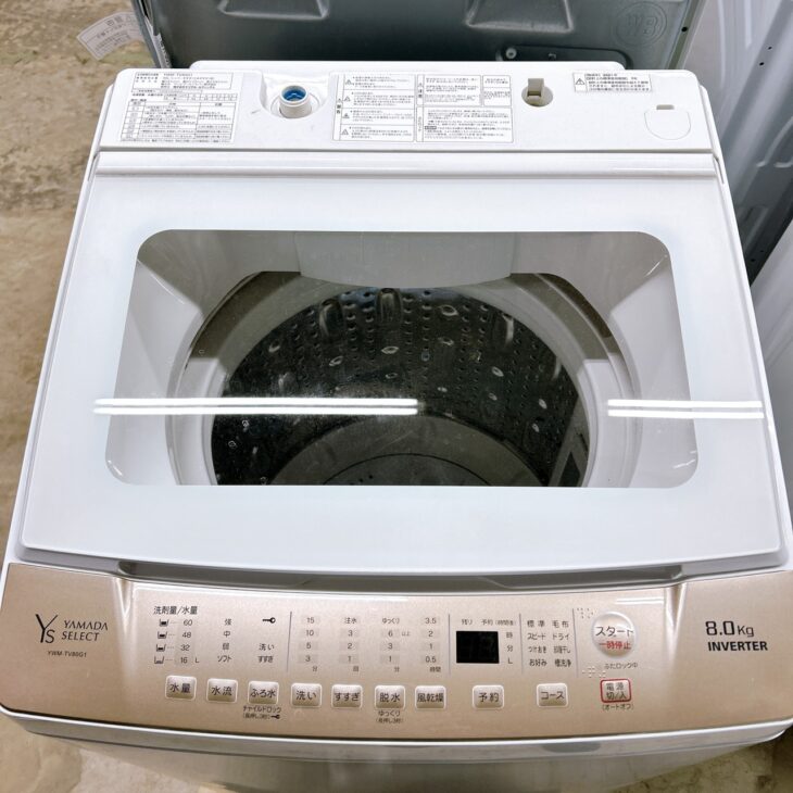 全自動電気洗濯機 YWM-TV80G1  99L　2020年製 福島県天栄村にてヤマダセレクト 全自動電気洗濯機 YWM-TV80G1 2021年