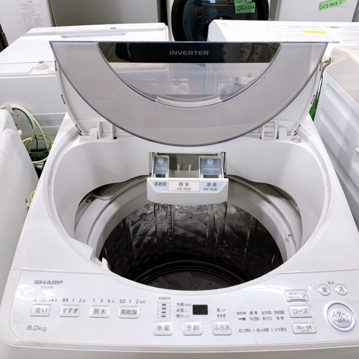福島県会津坂下町にてSHARP 全自動電気洗濯機 ES-GV8E-S 2021年製を