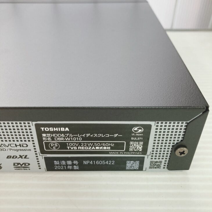 TOSHIBA REGZA DBR-W1010 2021年製 東京都大田区田園調布でTOSHIBA REGZA DBR-W1010 HDDブルーレイ