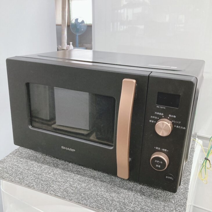 SHARP 電子レンジ RE-TS174 2024年製 17L SHARP 電子レンジ[17L/50・60Hz/フラットテーブル/横開き/ブラック] RE